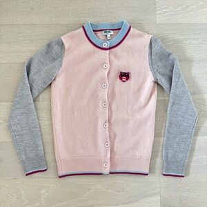 Kenzo Paris Colour Blocked Tiger Patch Wool Cardigan - Size XS